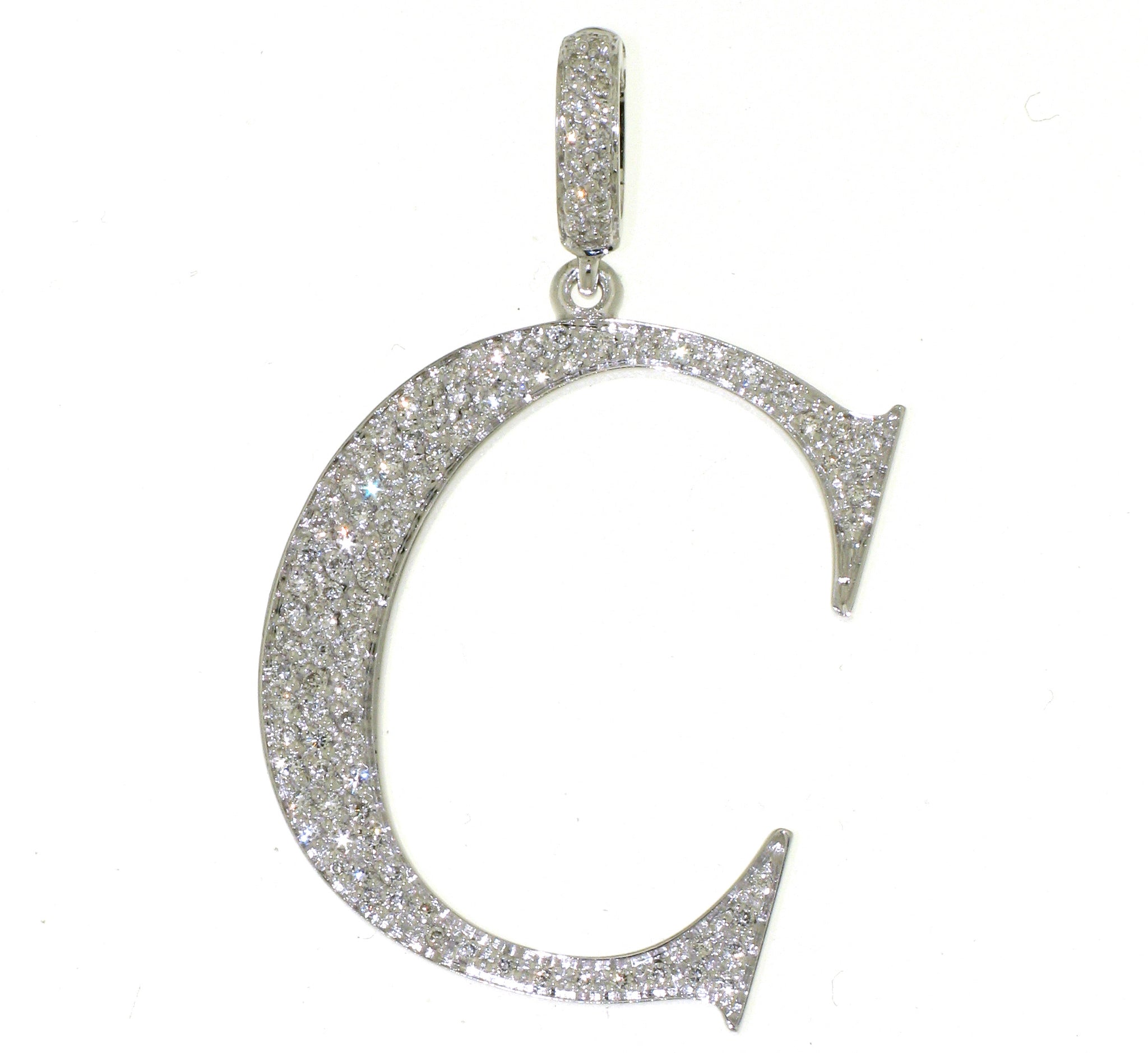 Initial "C" White Diamond Charm