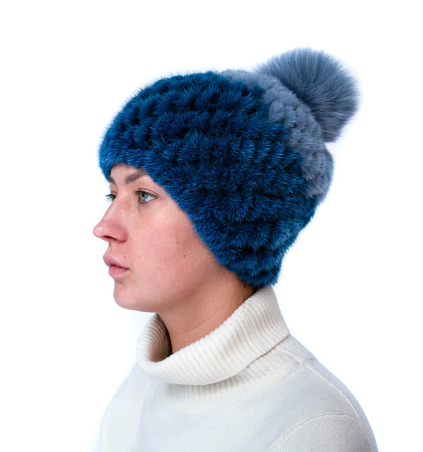 Two-Toned Knitted Mink/Fox Hat