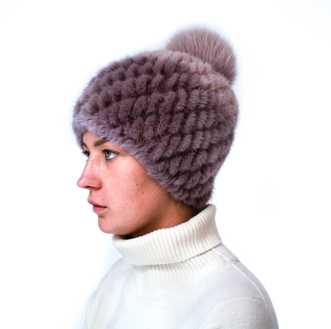 Two-Toned Knitted Mink/Fox Hat