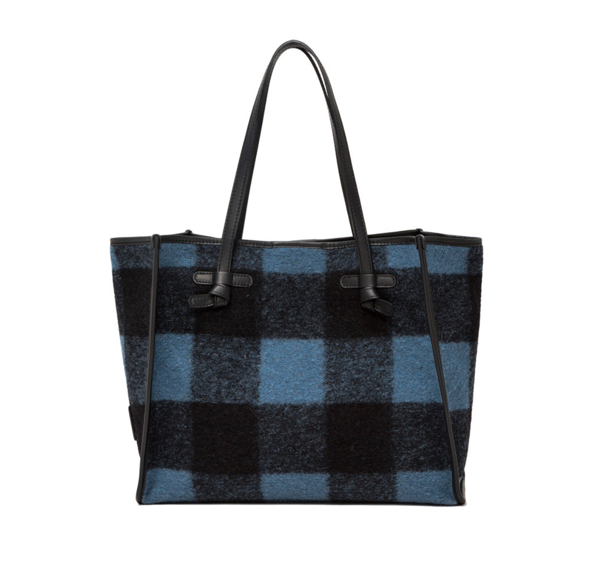 Gingham Leather Wool Bag