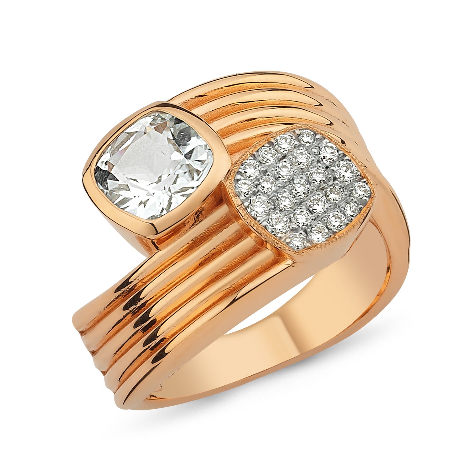 Mirror Aqua Marine Diamond Ring