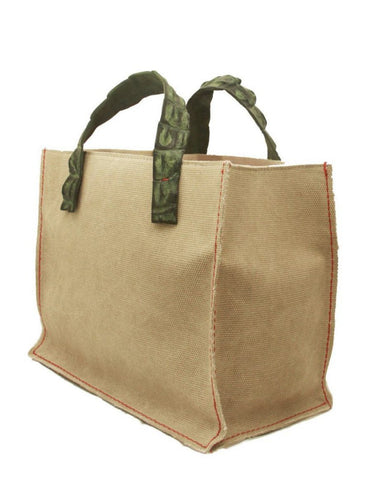 Croc Handle Canvas Bag