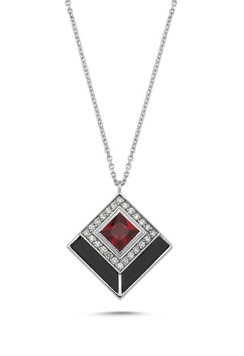 Diamond Shape Ruby Necklace
