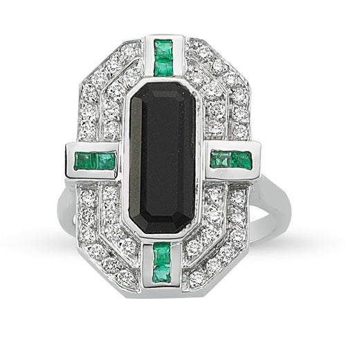 Deep Space Onyx and Tsavorite Ring